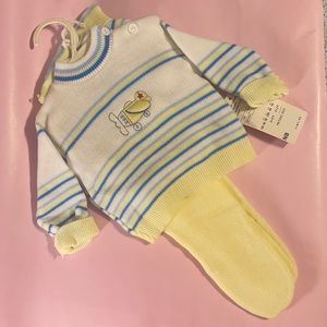 Three piece newborn knit set. NOS with tags and on Sears hanger.